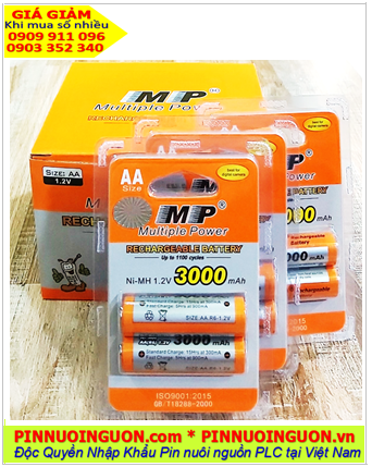 COMBO 1 HỘP 12 vỉ (20viên) Pin tiểu sạc 1.2v MP AA 3000mAh 1.2v (HR6/R6) _Giá chỉ 789.000/HỘP 10vỉ